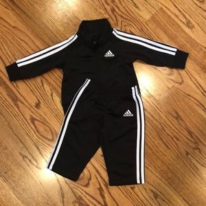 Adidas black track suit for baby boy EUC